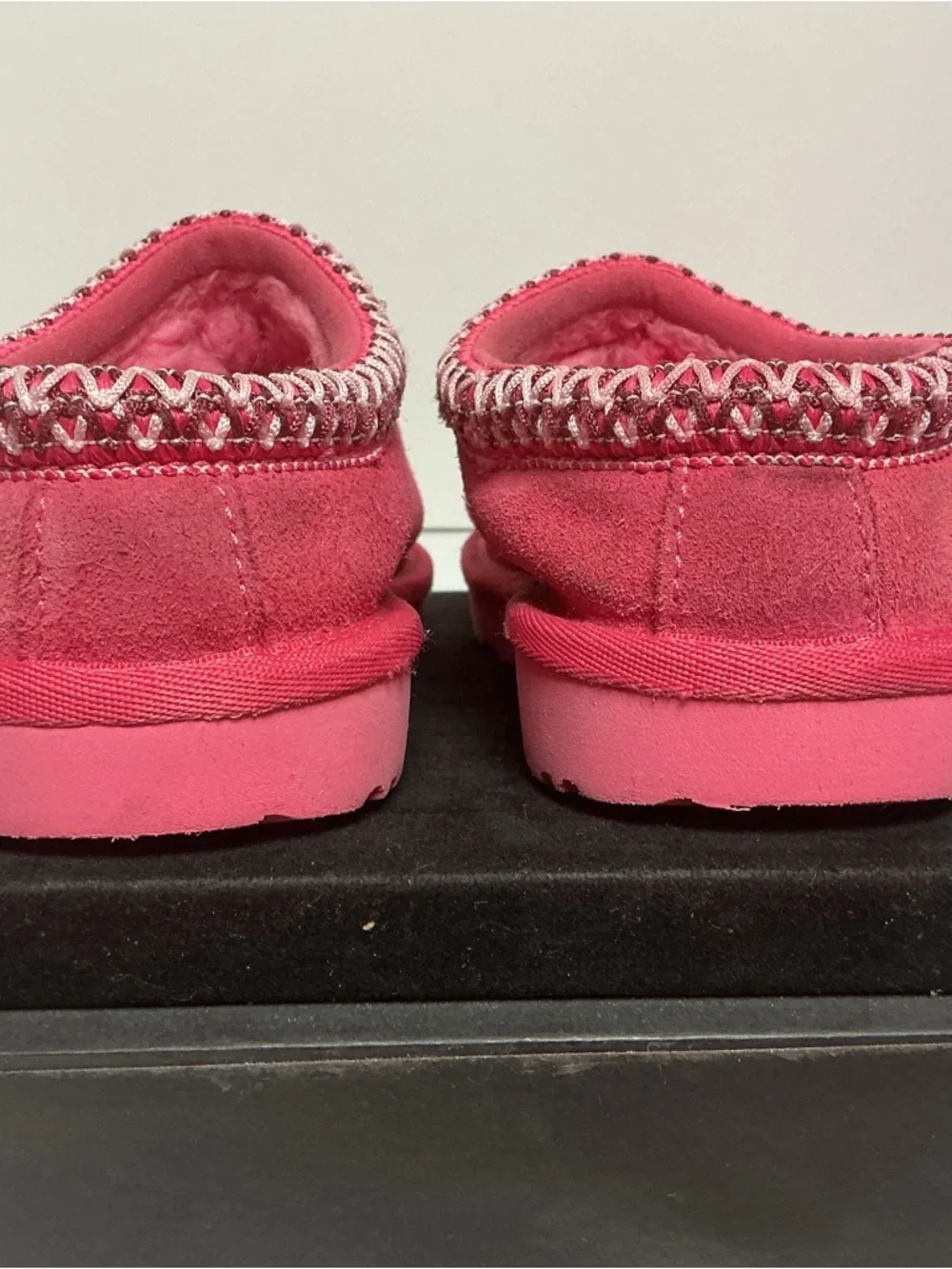 UGG Tasman Slipper Pink Suede Sheepskin Lined Youth Size 13